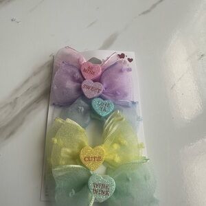 Pastel Heart Bow Set for Kids